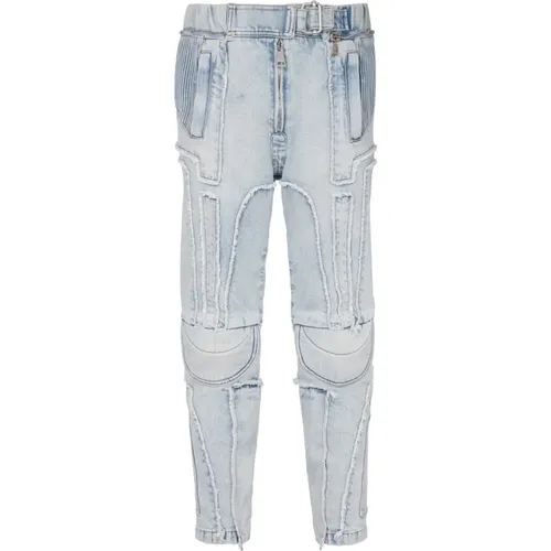 Gerippte Baumwoll-Slim-Fit-Jeans mit Taschen - Balmain - Modalova