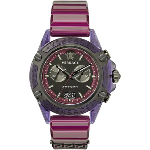 Icon Active Chrono Blue/Violet Watch , unisex, Sizes: ONE SIZE - Versace - Modalova