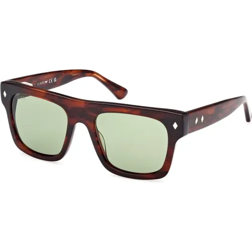 Herren Sonnenbrille Quadratisch Havana Glänzend , Herren, Größe: 53 MM - WEB Eyewear - Modalova