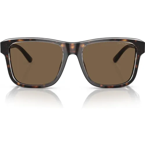 Braune Kissenförmige Sonnenbrille mit dunklen Gläsern - Emporio Armani - Modalova