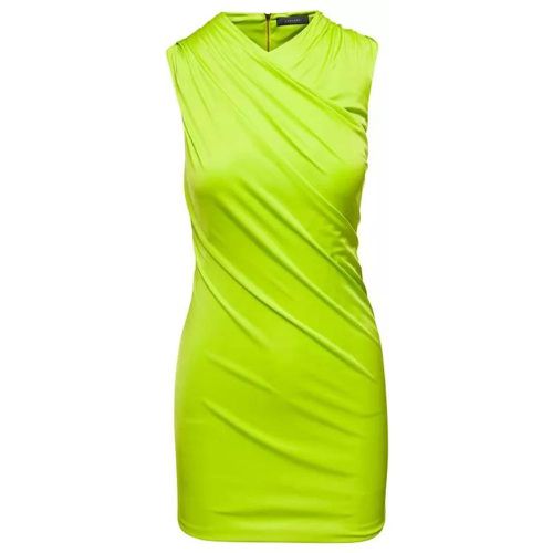 Green Sleeveless Draped Mini Dress In Viscosa - Größe 40 - green - Versace - Modalova