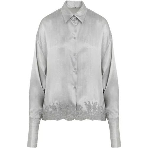 Embroidery Grey Silk Shirt - Größe 40 - grau - Ermanno Scervino - Modalova