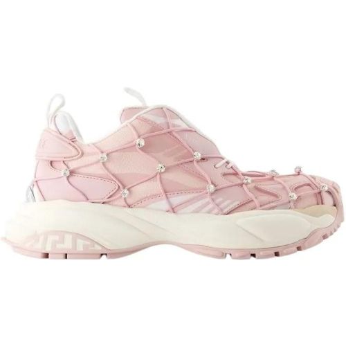 Low-Top Sneaker - Chunky Calfskin Sneakers With Decorative Elem - Gr. 36 (EU) - in Rosa - für Damen - Versace - Modalova