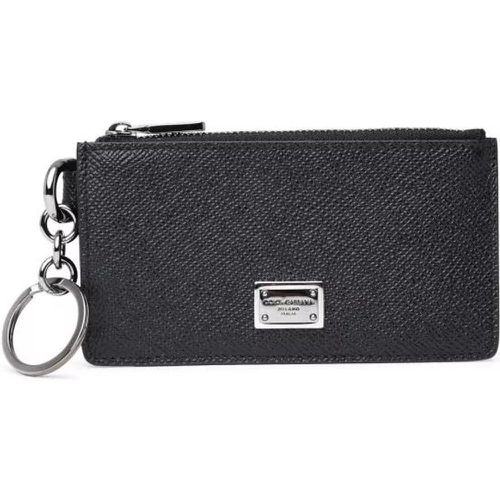 Portemonnaies - Black Leather Card Holder - Gr. unisize - in - für Damen - Dolce&Gabbana - Modalova