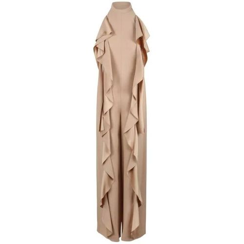 Ruffled Enver Satin Jumpsuit - Größe 44 - brown - alberta ferretti - Modalova