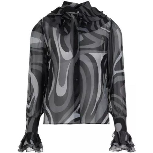 Ls Grey Black Silk Shirt - Größe 38 - Pucci - Modalova