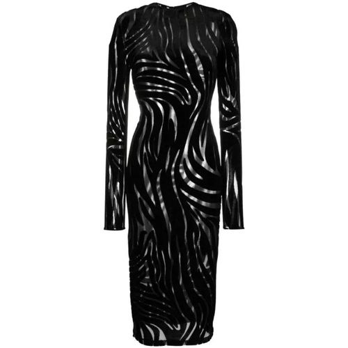 Black Zebra Velvet Midi Dress - Größe 42 - black - Versace - Modalova
