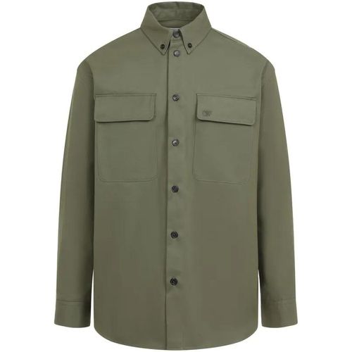 Ow Military Green Cotton Shirt - Größe 48 - Off-White - Modalova