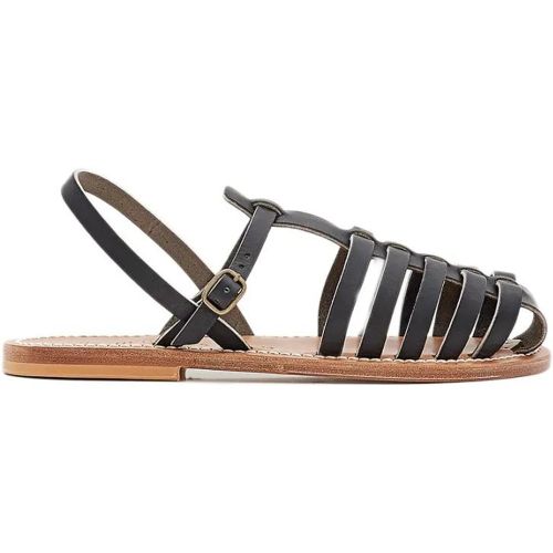 Sandalen - Black Leather Sandals With Adjustable Ankle Strap - Gr. 37 (EU) - in - für Damen - BB ST. TROPEZ - Modalova