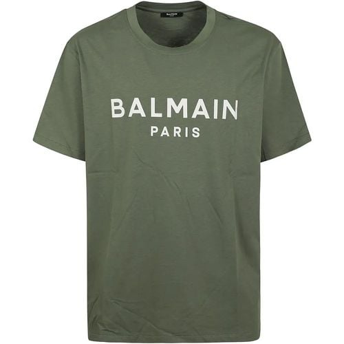 Regular Fit Green Cotton T-Shirt - Größe L - Balmain - Modalova