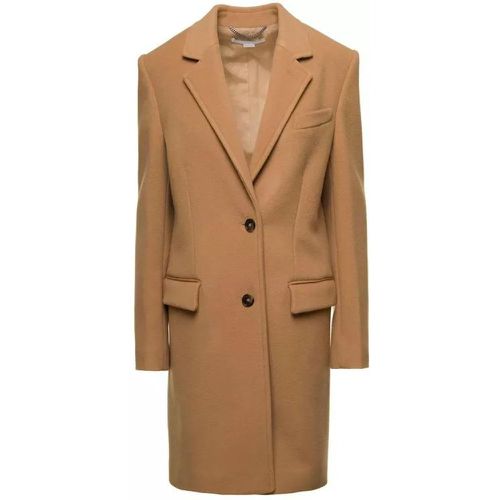 Sand-Colored Structured Single-Breasted Coat With - Größe 42 - brown - Stella Mccartney - Modalova