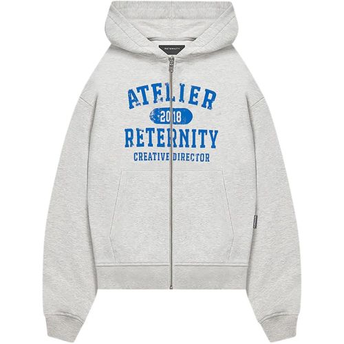 Felpa Con Cappuccio Zip Atelier Emblem Melange Gri - Größe S - RETERNITY - Modalova