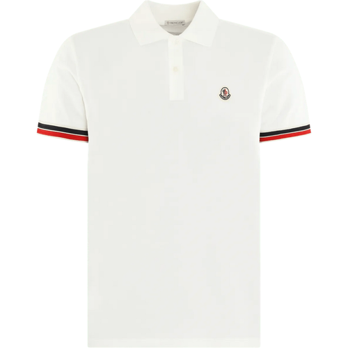 Heren Tricolor Stripe Polo Wit - Größe L - Moncler - Modalova