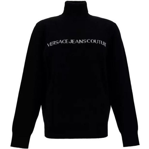 Black Turtleneck With Contrasting Logo Lettering I - Größe L - black - Versace Jeans Couture - Modalova