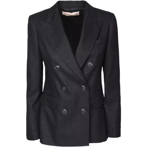 Stretch Fabric Double-Breasted Blazer - Größe 46 - black - Blanca Vita - Modalova