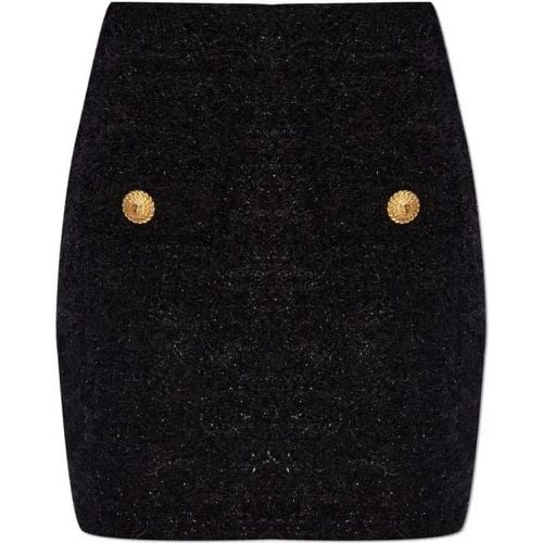 High-Waisted Bouclé Miniskirt - Größe 38 - Balmain - Modalova