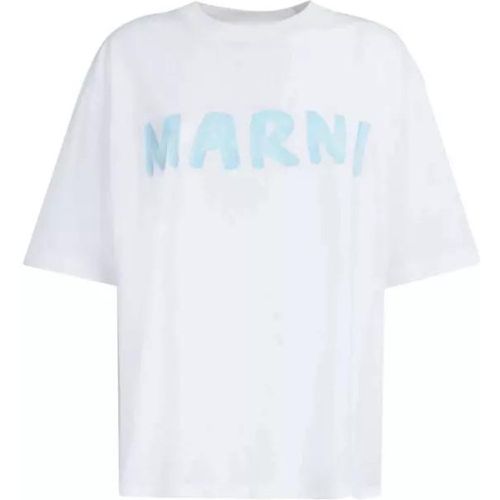Light Blue Logo-Stamp Cotton T-Shirt - Größe 38 - blue - Marni - Modalova