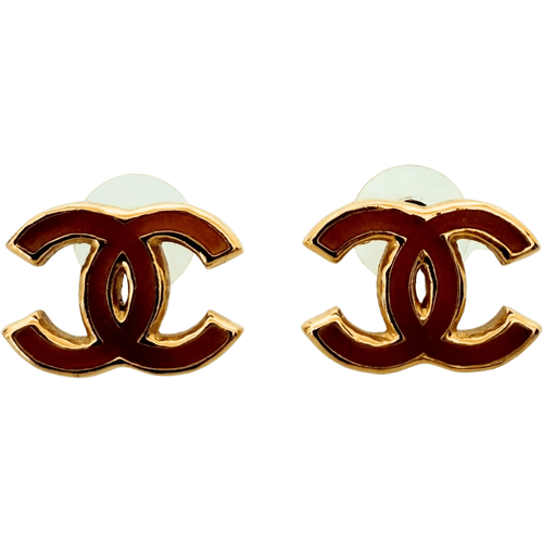 Ring - CC Logo stud earrings with red enamel, - Gr. ONE SIZE - in - für Damen - Chanel - Modalova