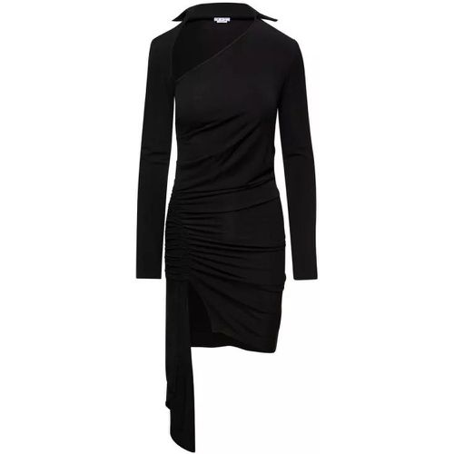 Mini Asymmetric Black Dress With Cut-Out And Ruffl - Größe 40 - black - Off-White - Modalova