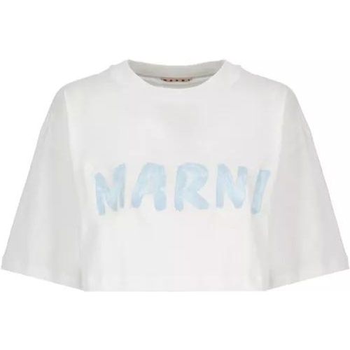 T-Shirt With Logo - Größe 38 - white - Marni - Modalova