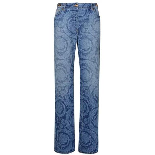 Baroque Blue Cotton Jeans - Größe 26 - blue - Versace - Modalova