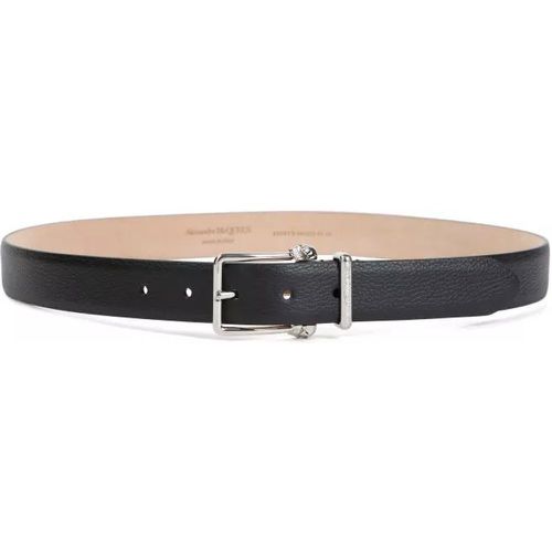 Gürtel - Thin Twin Skull Black Grained Leather Belt - Gr. 100 - in - für Damen - alexander mcqueen - Modalova