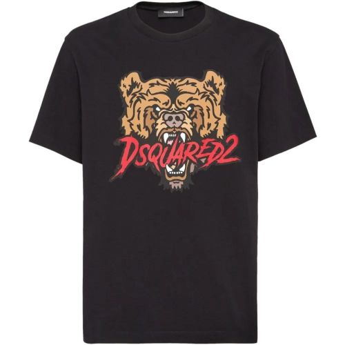 Black Cotton T-Shirt - Größe L - Dsquared2 - Modalova