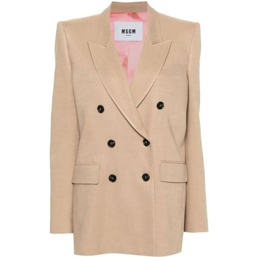 Light Brown Slub Texture Jacket - Größe 40 - MSGM - Modalova