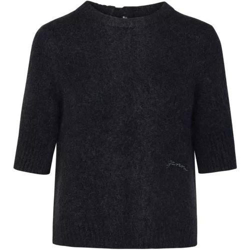 Black Wool Blend Sweater - Größe L - black - Ganni - Modalova