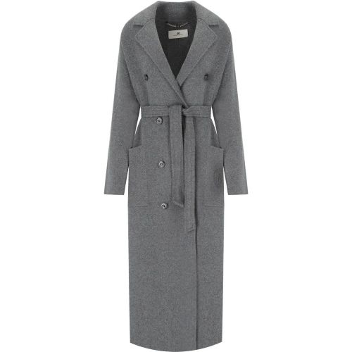 Steel Melange Belted Coat - Größe 42 - Elisabetta Franchi - Modalova