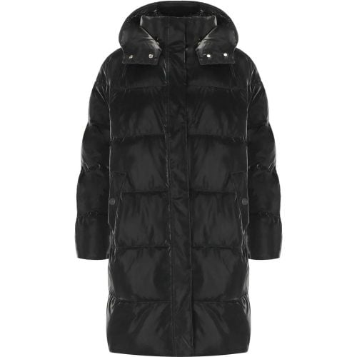 Black Satin Hooded Padded Jacket - Größe 40 - Elisabetta Franchi - Modalova