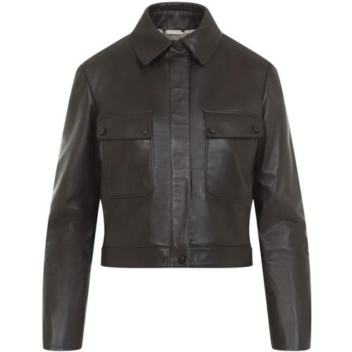 Blouson Brown Lamb Leather Jacket - Größe 38 - Giorgio Armani - Modalova