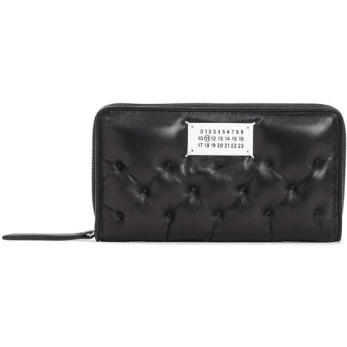 Portemonnaies - Black Lamb Leather Wallet Zip Around Continental - Gr. unisize - in - für Damen - Maison Margiela - Modalova