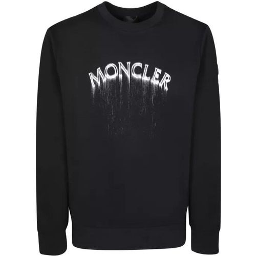 Black Cotton Sweatshirt - Größe L - black - Moncler - Modalova