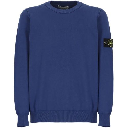 Cotton Sweater With Round Neck And Logo Patch - Größe L - Stone Island - Modalova