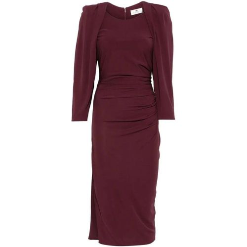 Wine Red Draped Dress - Größe 42 - Elisabetta Franchi - Modalova