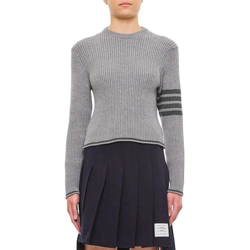 Merino Wool Baby Cable Cropped Crew Neck Pullover - Größe 38 - Thom Browne - Modalova