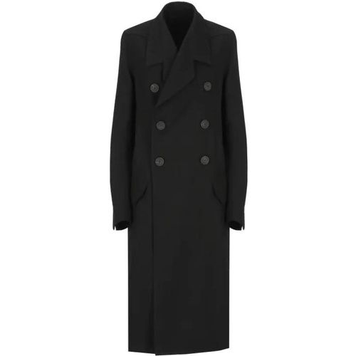 Black Wool Doublebreasted Coat - Größe 40 - Rick Owens - Modalova