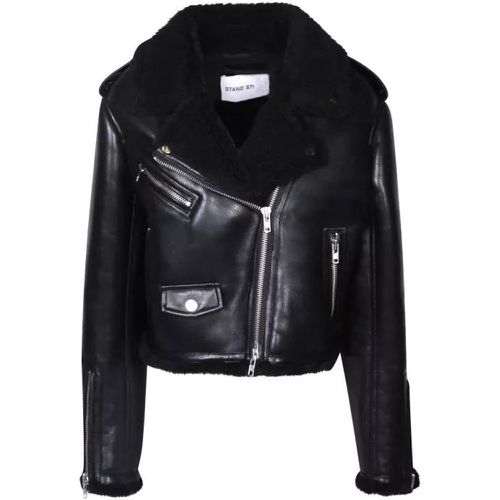 Grained Faux Leather Jacket - Größe 36 - black - Stand Studio - Modalova