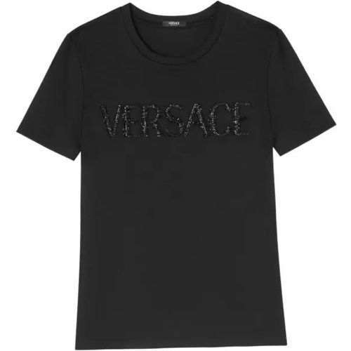 Black Crystal Logo T-Shirt - Größe 40 - black - Versace - Modalova