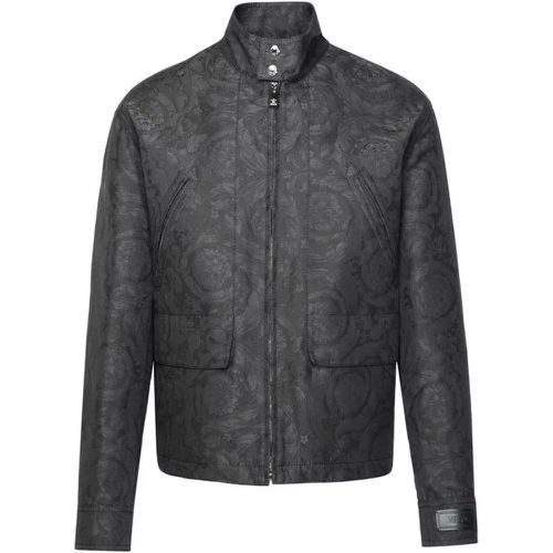 Barocco' Anthracite Cotton Jacket - Größe 50 - gray - Versace - Modalova