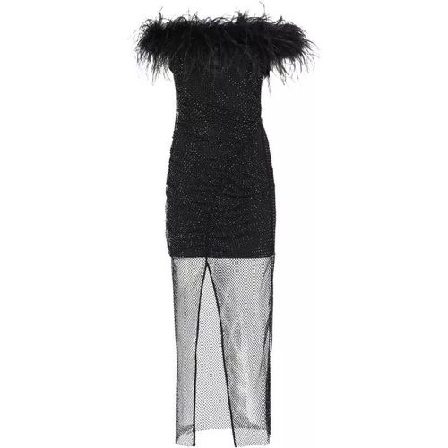 Rhinestone Feather Midi Dress - Größe 42 - black - self-portrait - Modalova