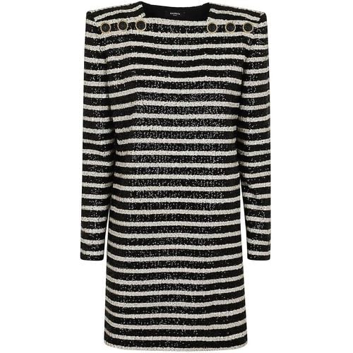 Ls 6 Btn Glittered Stripe Short Dress - Größe 38 - Balmain - Modalova