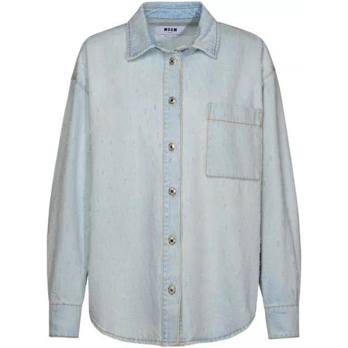 Light Blue Denim Shirt - Größe 38 - blue - MSGM - Modalova