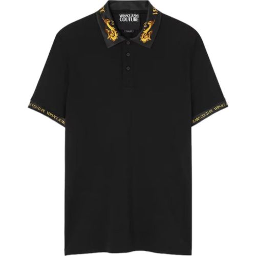 Polo Watercolor Collar Black - Größe L - Versace Jeans Couture - Modalova