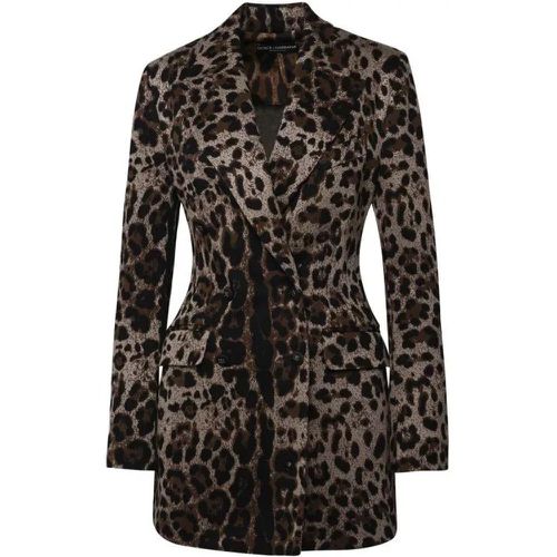 Leopard Viscose Blazer - Größe 42 - brown - Dolce&Gabbana - Modalova