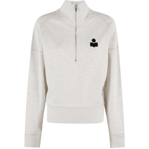High-Collared Ecru Sweatshirt With Velvet Logo - Größe 40 - Etoile Isabel Marant - Modalova