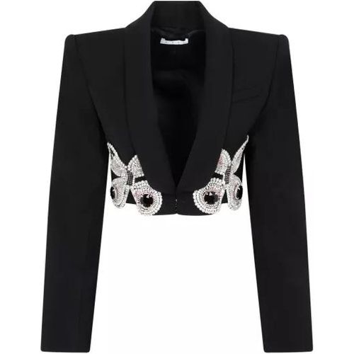 Black Wool Embroidered Butterfly Cropped Blazer - Größe 2 - black - Area - Modalova