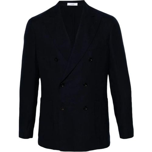 Navy Blue Cotton Jacket - Größe 52 - Boglioli - Modalova