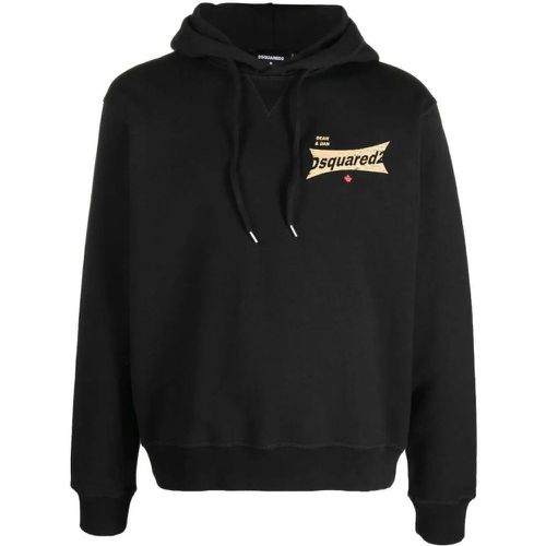 Logo-Print Black Cotton Hoodie - Größe M - Dsquared2 - Modalova